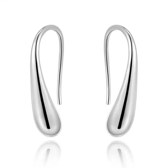 Silver Water Drop Dangle Earrings - Picture 8 of 9